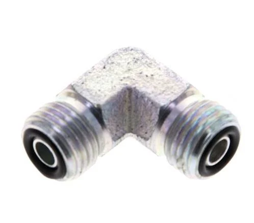 UNF 9/16''-18 Male Zinc plated Steel 90 deg Elbow Fitting ORFS 630 Bar - Hydraulic