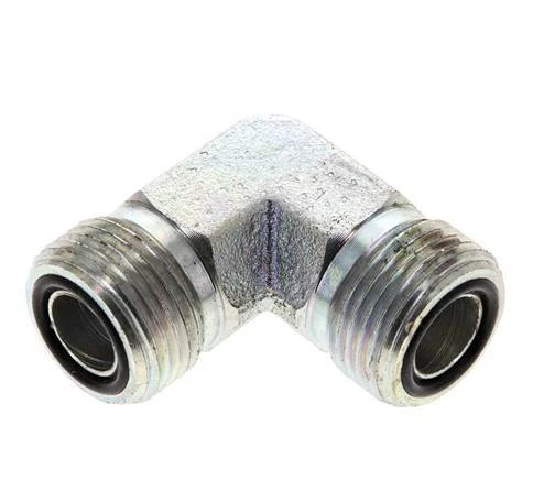 UN 13/16''-16 Male Zinc plated Steel 90 deg Elbow Fitting ORFS 630 Bar - Hydraulic