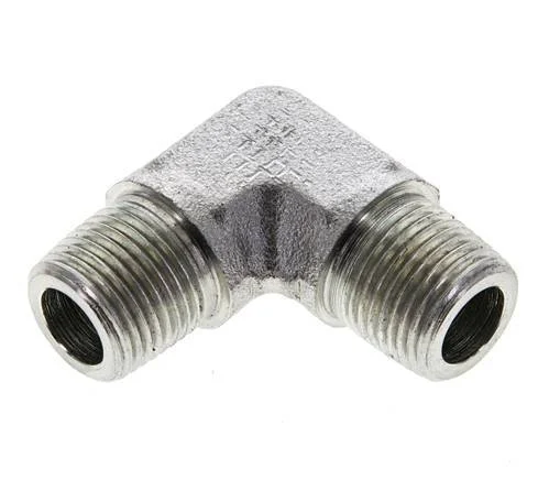 3/8'' NPT Male Zinc plated Steel 90 deg Elbow Fitting 250 Bar - Hydraulic