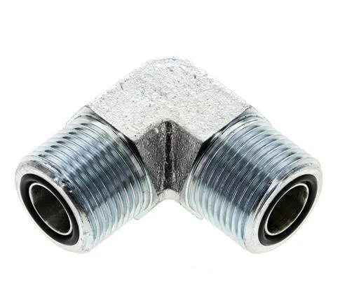 UNS 1''-14 Male Zinc plated Steel 90 deg Elbow Fitting ORFS 400 Bar - Hydraulic