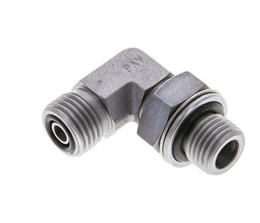 UNF 9/16''-18 x G 1/4'' Male Zinc plated Steel 90 deg Elbow Fitting ORFS 400 Bar - Hydraulic