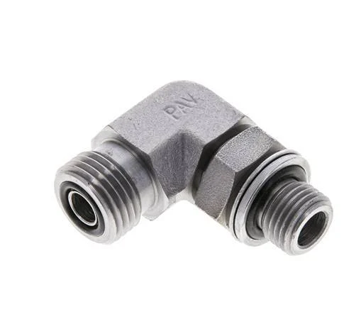 UN 11/16''-16 x G 1/4'' Male Zinc plated Steel 90 deg Elbow Fitting ORFS 400 Bar - Hydraulic