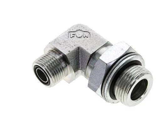 UN 13/16''-16 x G 3/4'' Male Zinc plated Steel 90 deg Elbow Fitting ORFS 400 Bar - Hydraulic