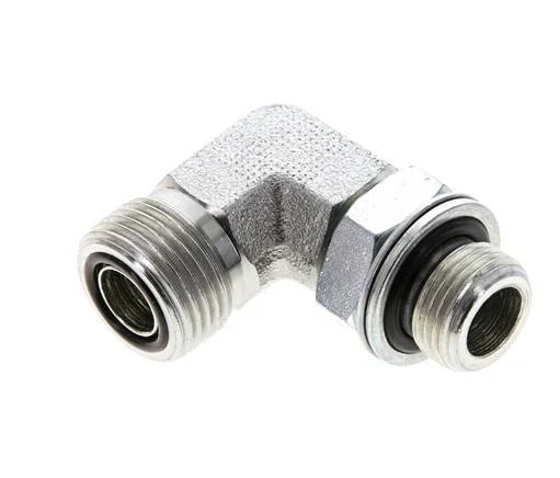 UN 13/16''-16 x G 3/8'' Male Zinc plated Steel 90 deg Elbow Fitting ORFS 400 Bar - Hydraulic