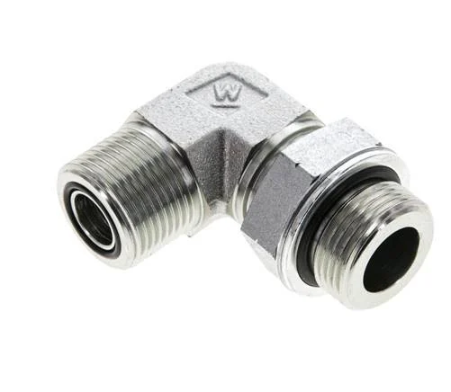 UNS 1''-14 x G 3/4'' Male Zinc plated Steel 90 deg Elbow Fitting ORFS 400 Bar - Hydraulic