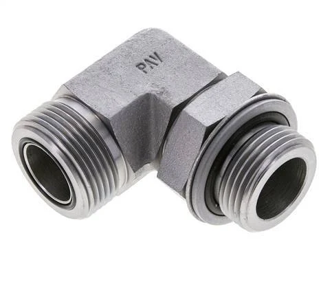 UN 1-7/16''-12 x G 1'' Male Zinc plated Steel 90 deg Elbow Fitting ORFS 315 Bar - Hydraulic