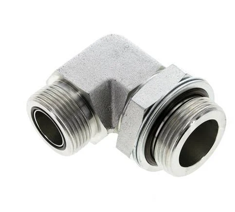 UN 1-7/16''-12 x G 1 1/4'' Male Zinc plated Steel 90 deg Elbow Fitting ORFS 250 Bar - Hydraulic