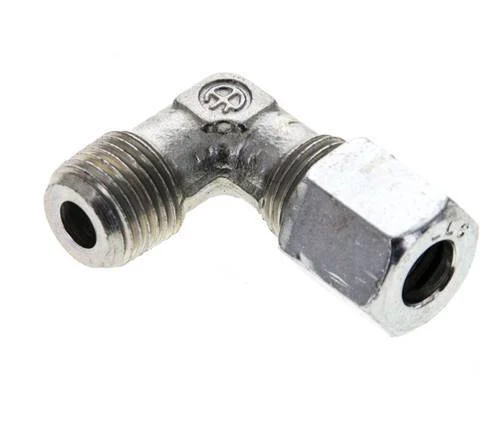 1/8'' NPT Male x 6LL Zinc plated Steel 90 deg Elbow Cutting ring 100 Bar DIN 2353
