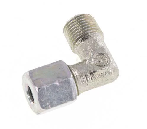 R 1/8'' Male x 5LL Zinc plated Steel 90 deg Elbow Fitting 100 Bar DIN 2353