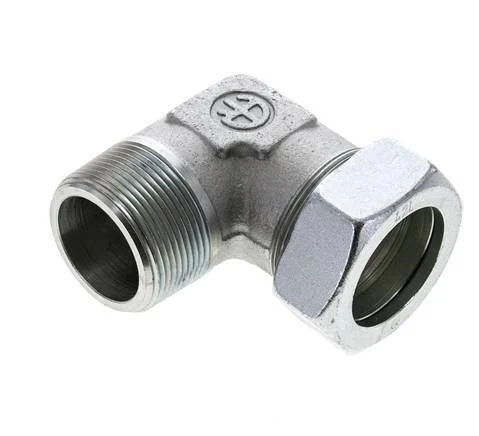1 1/2'' NPT Male x 42L Zinc plated Steel 90 deg Elbow Cutting ring 160 Bar DIN 2353