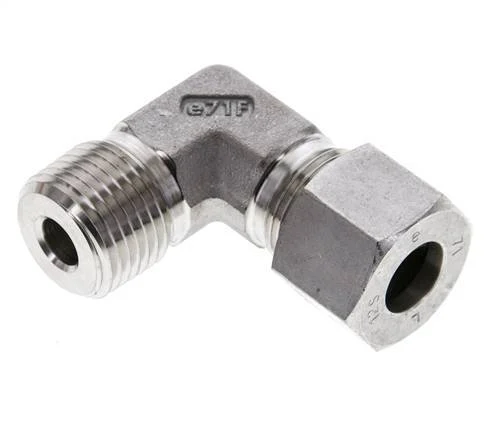 1/2'' NPT Male x 12S Stainless steel 90 deg Elbow Cutting ring 630 Bar DIN 2353