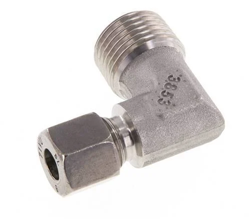 R 1/2'' Male x 8L Stainless steel 90 deg Elbow Fitting 315 Bar DIN 2353