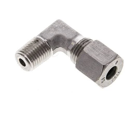 1/4'' NPT Male x 8S Stainless steel 90 deg Elbow Cutting ring 630 Bar DIN 2353