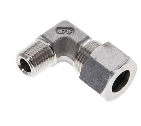 1/4'' NPT Male x 12L Stainless steel 90 deg Elbow Cutting ring 315 Bar DIN 2353