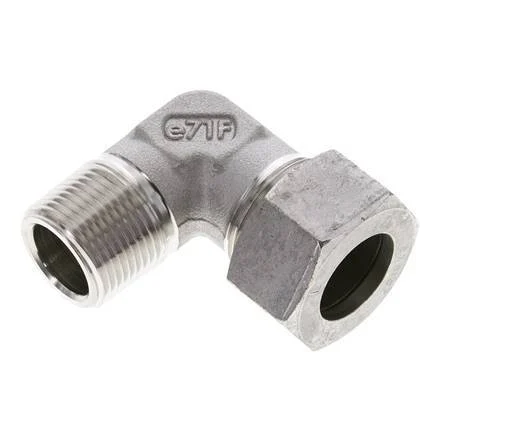 3/4'' NPT Male x 22L Stainless steel 90 deg Elbow Cutting ring 160 Bar DIN 2353