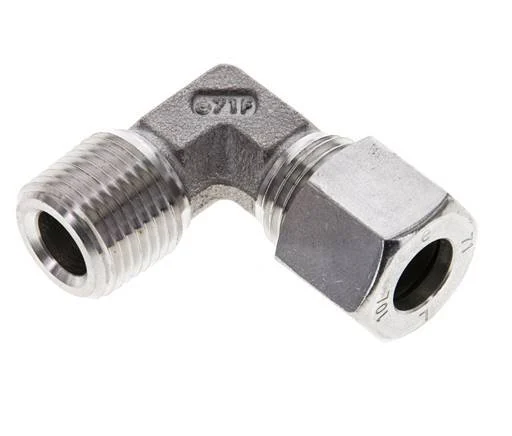 3/8'' NPT Male x 10L Stainless steel 90 deg Elbow Cutting ring 315 Bar DIN 2353