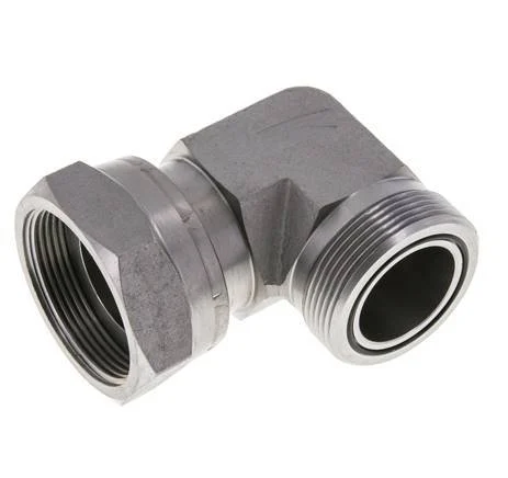 UN 2''-12 x UN 2''-12 M/F Zinc plated Steel 90 deg Elbow Fitting ORFS 250 Bar - Hydraulic