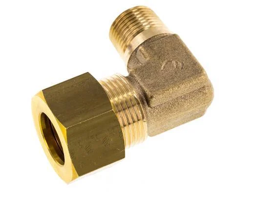 R 3/8'' Male x 16mm Brass 90 deg Elbow Compression Fitting 76 Bar DIN EN 1254-2