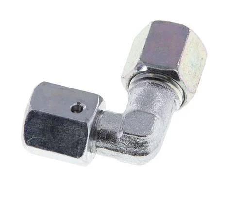 M14x1.5 x 6S Zinc plated Steel Adjustable 90 deg Elbow Fitting with Sealing cone and O-ring 630 Bar DIN 2353