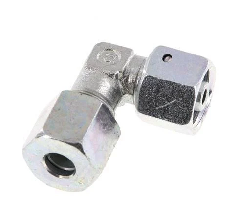 M16x1.5 x 8S Zinc plated Steel Adjustable 90 deg Elbow Fitting with Sealing cone and O-ring 630 Bar DIN 2353