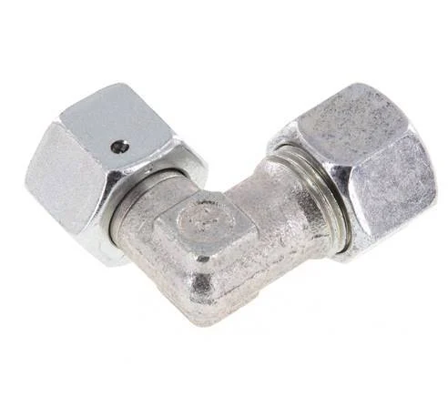 M18x1.5 x 12L Zinc plated Steel Adjustable 90 deg Elbow Fitting with Sealing cone and O-ring 315 Bar DIN 2353