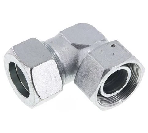 M52x2 x 38S Zinc plated Steel Adjustable 90 deg Elbow Fitting with Sealing cone and O-ring 315 Bar DIN 2353