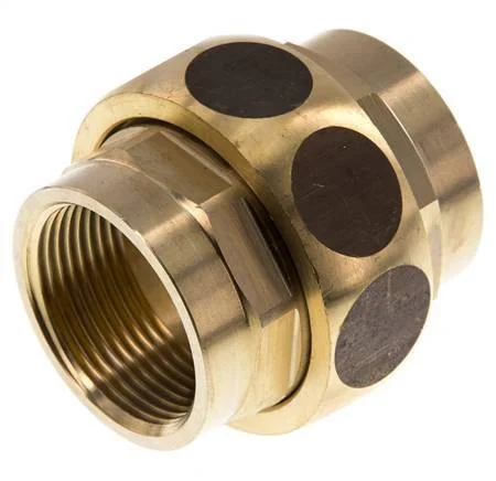 Rp 1 1/4'' Brass Double Nipple 3-pieces with Conically sealing 16 Bar