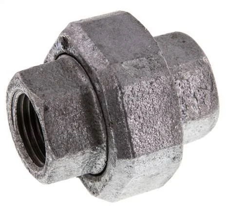 Rp 1/2'' Zinc plated Cast iron Double Nipple 3-pieces with Conically sealing 25 Bar