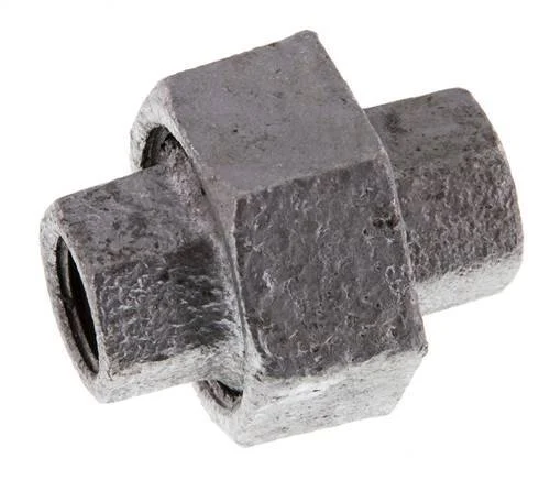 Rp 1/4'' Zinc plated Cast iron Double Nipple 3-pieces with Conically sealing 25 Bar