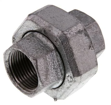 Rp 3/4'' Zinc plated Cast iron Double Nipple 3-pieces with Conically sealing 25 Bar