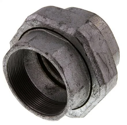 Rp 2 1/2'' Zinc plated Cast iron Double Nipple 3-pieces with Conically sealing 25 Bar