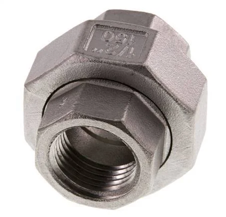 1/2'' NPT Stainless steel Double Nipple 3-pieces with Conically sealing 16 Bar