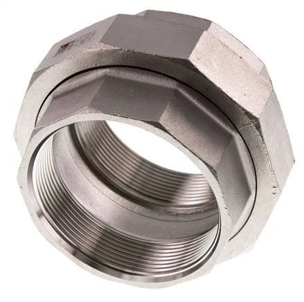 Rp 2 1/2'' Stainless steel Double Nipple 3-pieces with Conically sealing 16 Bar