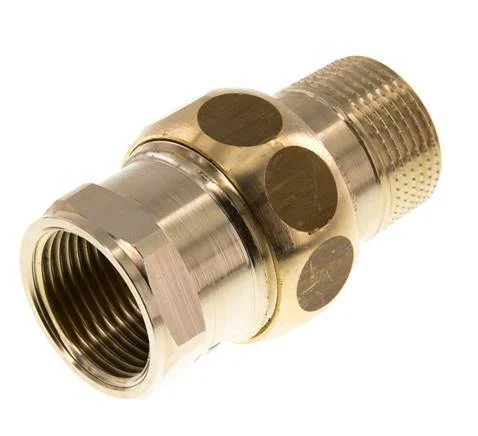 Rp 3/4'' x R 3/4'' F/M Brass Double Nipple 3-pieces with Flat sealing 16 Bar