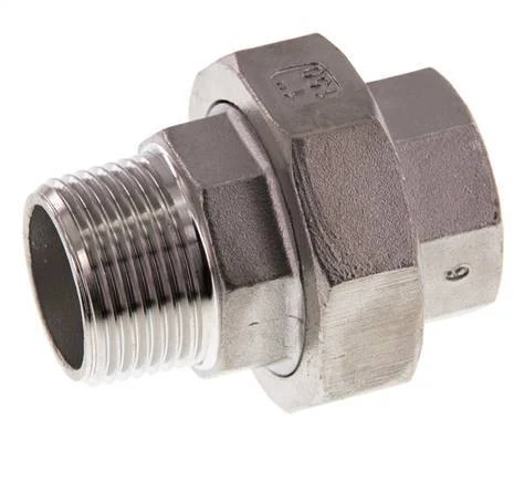1'' NPT x 1'' NPT F/M Stainless steel Double Nipple 3-pieces with Conically sealing 16 Bar