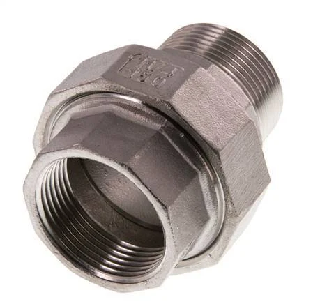 Rp 1 1/4'' x R 1 1/4'' F/M Stainless steel Double Nipple 3-pieces with Conically sealing 16 Bar