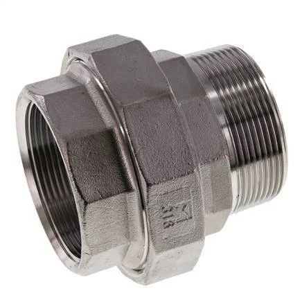 2'' NPT x 2'' NPT F/M Stainless steel Double Nipple 3-pieces with Conically sealing 16 Bar