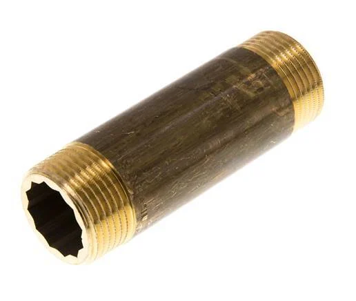 G 1'' Brass Double Pipe Nipple 16 Bar DIN 2982 - 100mm