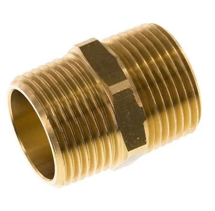 R 1'' Brass Double Nipple 16 Bar