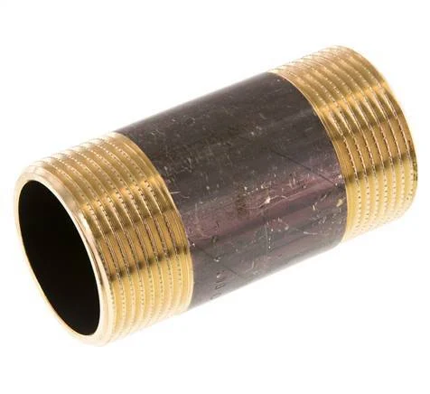 G 1 1/4'' Brass Double Pipe Nipple 16 Bar DIN 2982 - 80mm