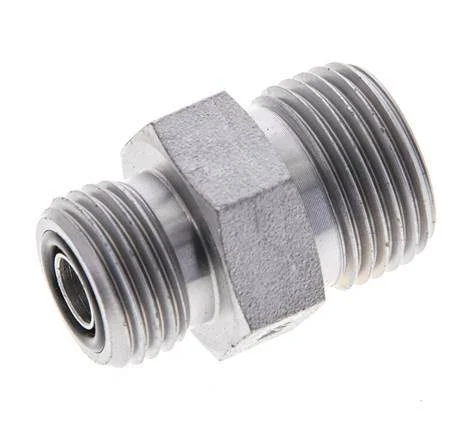 UN 13/16''-16 x UN 11/16''-16 Zinc plated Steel Double Nipple ORFS 630 Bar - Hydraulic
