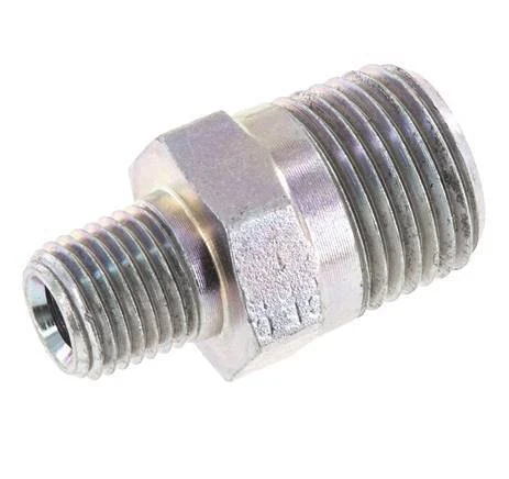 1/4'' NPT x 1/2'' NPT Zinc plated Steel Double Nipple 210 Bar - Hydraulic