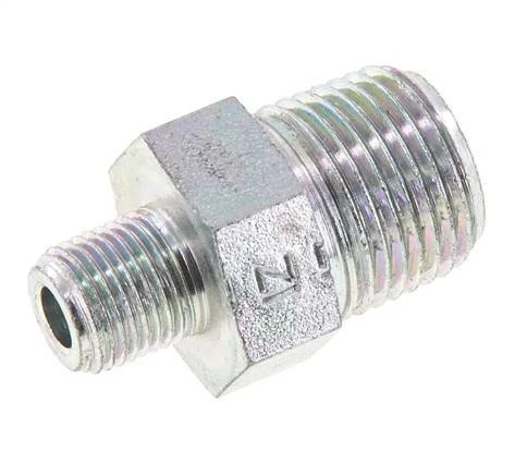 1/8'' NPT x 3/8'' NPT Zinc plated Steel Double Nipple 210 Bar - Hydraulic