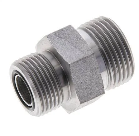UN 1-3/16''-12 x UNS 1''-14 Zinc plated Steel Double Nipple ORFS 400 Bar - Hydraulic