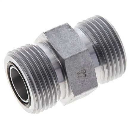 UN 1-3/16''-12 Zinc plated Steel Double Nipple ORFS 400 Bar - Hydraulic