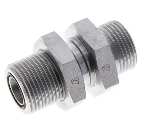 UN 1-3/16''-12 Male Zinc plated Steel Bulkhead Fitting ORFS 400 Bar - Hydraulic