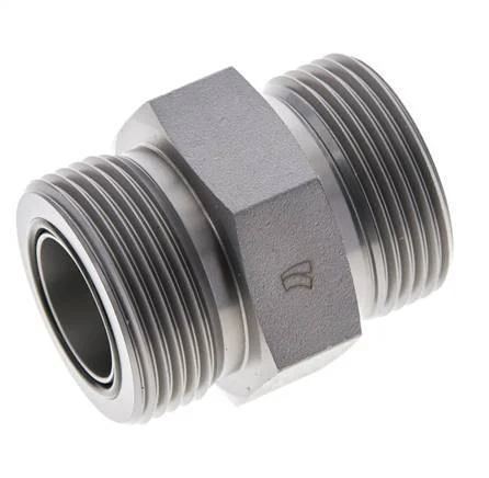 UN 1-7/16''-12 Zinc plated Steel Double Nipple ORFS 400 Bar - Hydraulic