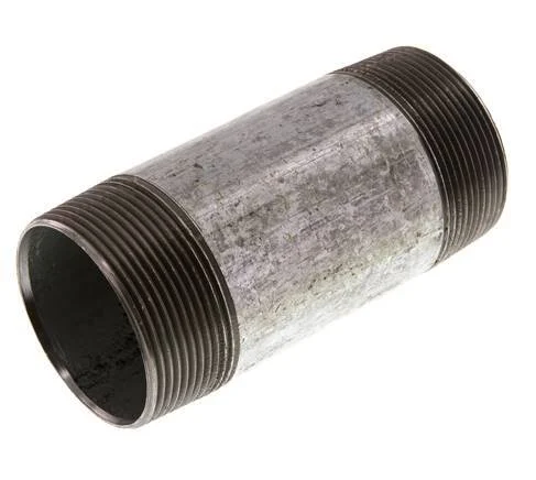 R 2'' Zinc plated Steel Double Pipe Nipple 50 Bar DIN 2982 - 120mm [2 Pieces]