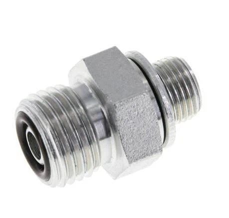 UNF 9/16''-18 x G 1/8'' Zinc plated Steel Double Nipple ORFS 630 Bar - Hydraulic