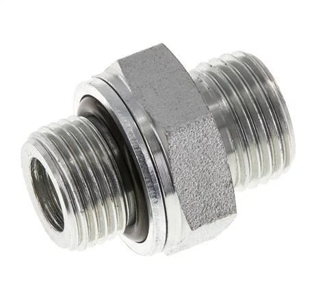 UN 11/16''-16 x G 3/8'' Zinc plated Steel Double Nipple ORFS 630 Bar - Hydraulic